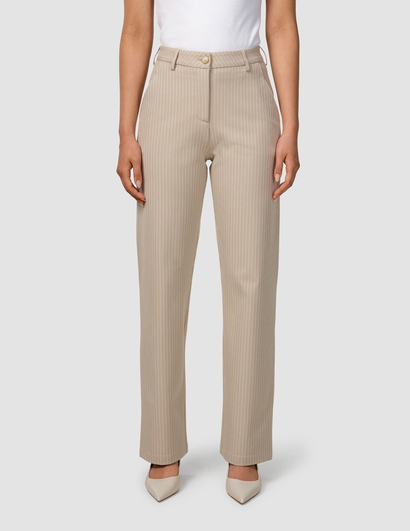 Essential Pants Straight Island Sand Pinstripe